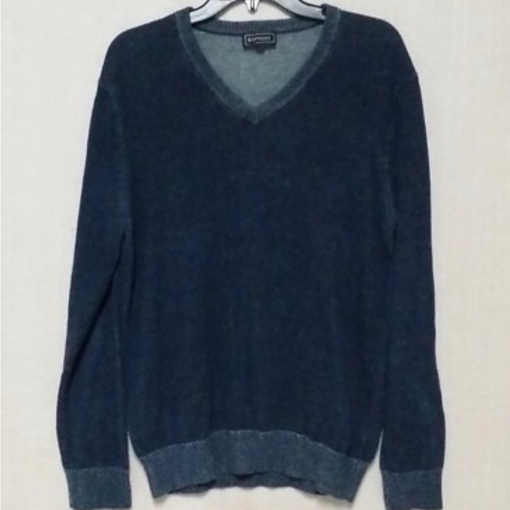 Men's TSE classic dark blue/ grayish 100% cashmere V-neck sweater